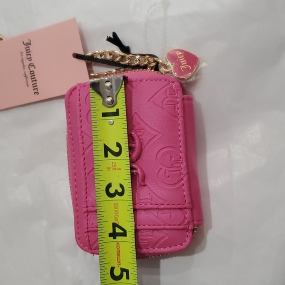 Juicy Couture good times pink monogram square zip around case wallet & charm new - Picture 10 of 10